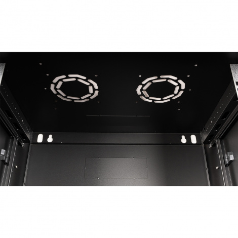 Шкаф 19" телекоммуникационный настенный, 6U 368x600х450 мм, дверь перфорация, черный
